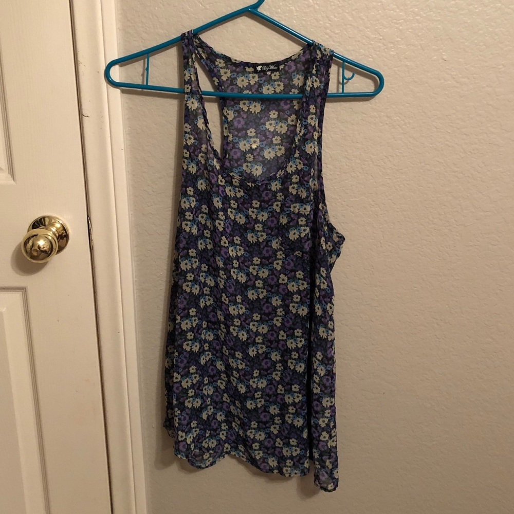 floral sleeveless blouse